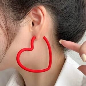 Y2K Pastel Goth Lolita Kawaii Red Heart Dangle Valentine Earrings